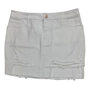 INC International Concepts Distressed White Mini Skirt Beach Festival Size 8